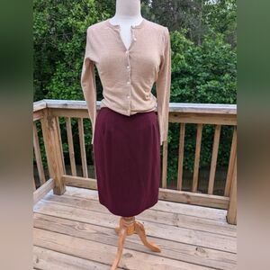 Vintage Sag Harbour Wool Pencil Skirt Cranberry Red Small Office Siren